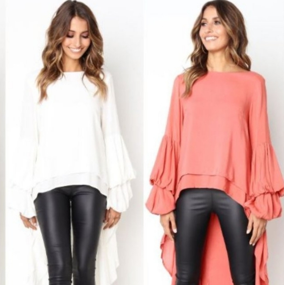 Coral Pink Dip Hem Blouse